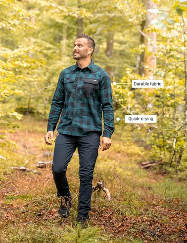 Vista 5 de RevolutionRace Camisa de fogata para hombre, camisa de franela duradera, ideal para pesca, senderismo y otras actividades al aire libre