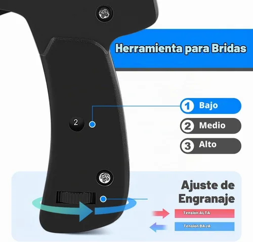 Vista 4 de Knoweasy Pistola para Bridas de Cable y Brida de Cable - Herramienta de Sujeción y Corte al Ras con Mango de Acero, Herramienta para Bridas de Cable