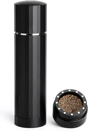 Vista 11 de Molinillo de pimienta manual – Hotqilin Molinillo de pimienta ajustable con más de 60 configuraciones de grosor, diseño completamente metálico, alta
