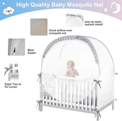 Vista 3 de Tiendas de campaña para cuna para evitar que los niños pequeños suban a la tienda de seguridad para bebés, tienda de campaña de seguridad