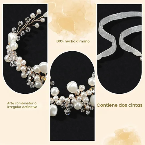 Vista 5 de Accesorio para el cabello de niña de las flores, accesorio para el cabello de boda para mujer, accesorios irregulares para el cabello de perlas