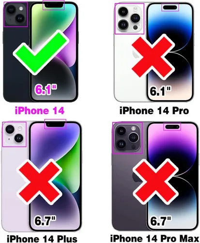 Vista 2 de Asuwish Funda de teléfono para iPhone 14 de 6.1 pulgadas con protector de pantalla de vidrio templado y anillo de bloqueo RFID, tarjetero