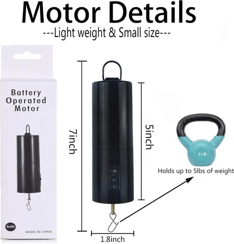 Vista 9 de Motor de Molinillo de Viento para Colgar, Motor de Exhibición, Funciona a Pilas, 20 RPM, Motor Giratorio de Propósitos Múltiples para Molinillo
