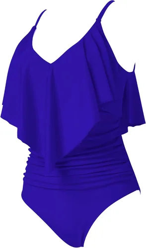 Vista 2 de SUUKSESS Trajes de baño de una pieza con volantes para mujer, fruncidos con control de abdomen