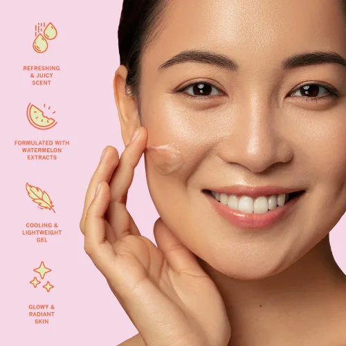 Vista 3 de NATURE WELL Mascarilla facial de sandía, enriquecida con agua hidratante de fruta de sandía y escualano derivado de plantas, promueve una tez