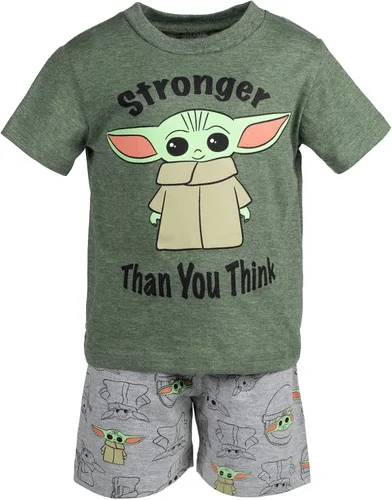 Vista 2 de STAR WARS The Mandalorian The Child - Conjunto de camiseta y pantalones cortos de rizo francés para bebés y niños grandes