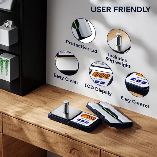 Vista 3 de UNIWEIGH - Báscula digital de bolsillo (7.05 oz/0.00 oz) de precisión Small Scales Grams Ounces with 6 Units,Jewelry scale,Coin Scale with 50g
