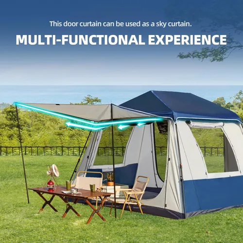 Vista 6 de YOLENY Instant Cabin Tent, 4-8 Person Quick Setup Family Camping Tent with Rainfly and Extended Canopy, Weather Resistant Tent with Mesh Windows and
