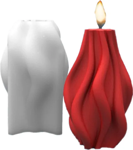 Vista 11 de Molde de silicona para velas a rayas de barril Molde de jabón para velas de pilar geométrico, molde de fondant, molde para hornear pastel