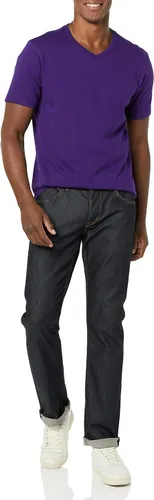 Vista 4 de Tienda Essentials Camiseta de manga corta ajustada con cuello en V para hombre, paquete de 2