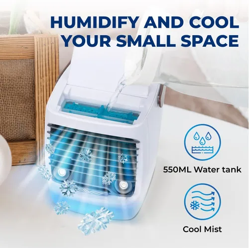 Vista 2 de ChillWell Enfriador de aire evaporativo 2.0 para habitación, mini enfriadores portátiles de pantano de 4 velocidades con humidificador Unidad