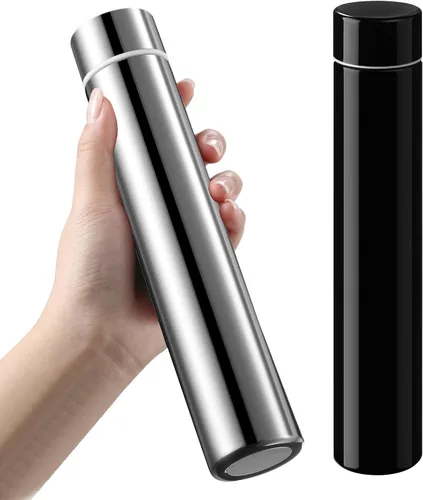 Vista 8 de Vesici Botella de Agua Delgada de 8.8 oz Pequeña de Acero Inoxidable Compacta Aislada Botellas de Agua para Acampar Viaje Mochila Frasco de Bolsillo