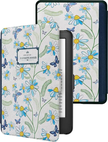 Vista 11 de Funda de piel ligera de cubierta blanca para Walnew Kindle de Amazon, cubierta fina protectora inteligente premium para Kindle Paperwhite con auto