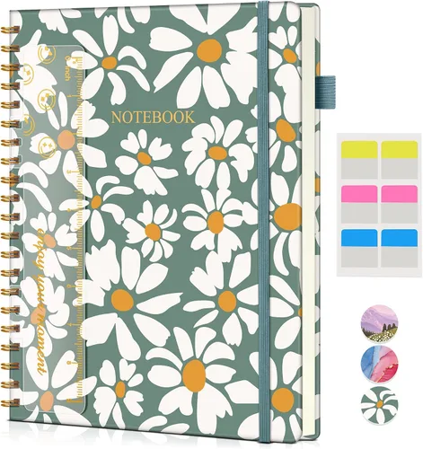 Vista 37 de Cuaderno de espiral de 8.5 x 11 pulgadas, cuadernos grandes A4 para mujeres y hombres, diario rayado universitario, papel de 3.53 oz/m², diarios