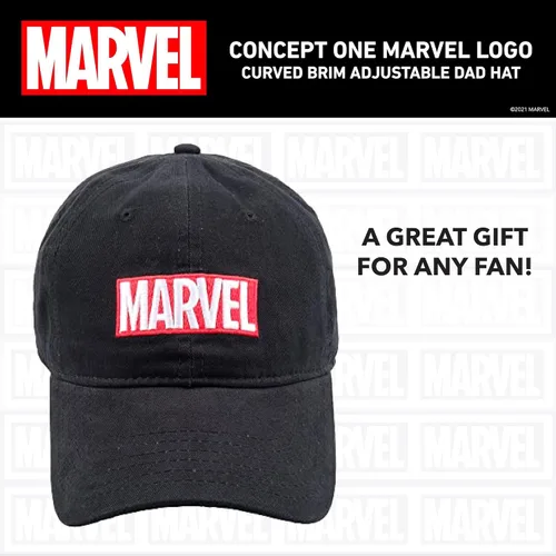 Vista 6 de Concept One Marvel Logo - Gorro ajustable de algodón para papá, negro, talla única, Negro