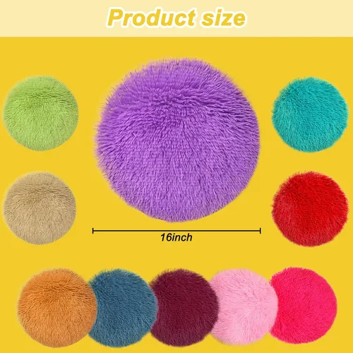 Vista 3 de YEXEXINM Paquete de 10 tapetes redondos de 16 pulgadas para niños, tapetes redondos de suelo para niños, suaves y coloridos, alfombra educativa
