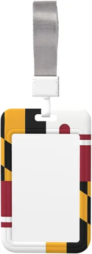 Vista 2 de Soporte deslizante para tarjetas de identificación con bandera de ventana transparente de Maryland, soporte vertical de plástico para tarjetas