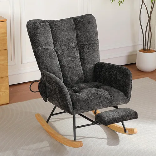 Vista 12 de Mecedora para habitación del bebé con bolsa de aire, silla mecedora de lectura para interiores, acogedoras sillas mecedoras tapizadas con respaldo