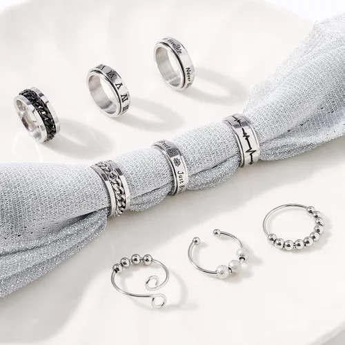 Vista 7 de Anillos para ansiedad para mujeres, hombres y niños, anillo de ansiedad para hija, meditación, anillo giratorio para aliviar el estrés y la ansiedad