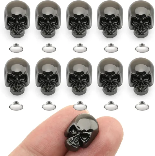Vista 8 de CRAFTMEMORE SK02 - Remaches de calavera de metal con remaches rápidos decorativos para pulseras, bolsas, cinturones, zapatos, artesanía en cuero