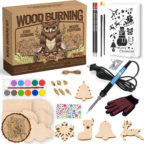 Vista 6 de Kit de Combustión de Madera, Juego de Herramienta de Combustión de Madera con Temperatura Ajustable 200~450 ℃ Kit de Pirografía para Adultos