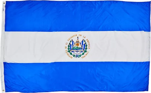 Vista 6 de Annin Flagmakers Bandera de El Salvador fabricada en Estados Unidos según las especificaciones oficiales de diseño de las Naciones Unidas, 2 x 3