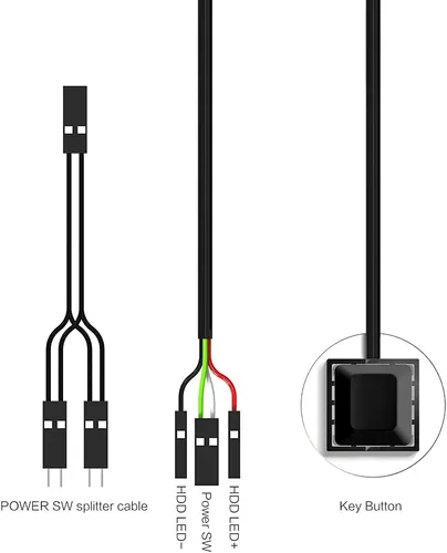 Vista 6 de DKE Interruptor de Alimentación de Computadora de Escritorio Cable Adaptador de Control de Fuente de Alimentación 2M (6.6 ft) Botón de Encendido