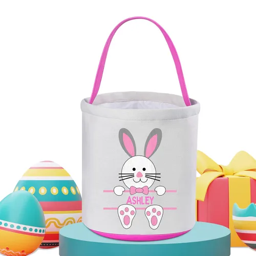Vista 6 de Touber Cestas de Pascua para niños y niñas, cesta de Pascua personalizada, regalos de canasta de Pascua para niños, canastas de caza de huevos