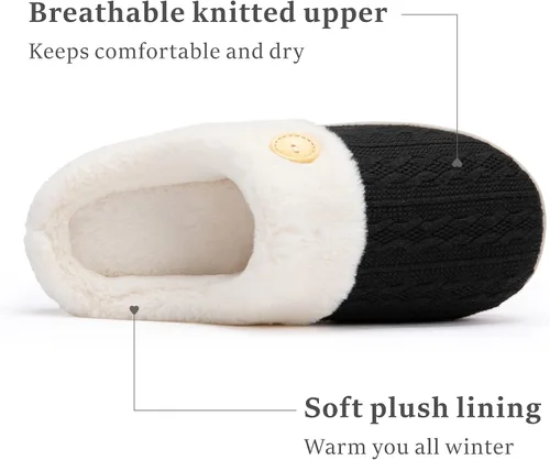 Vista 3 de Chantomoo Pantuflas para Mujer Cálidas y Cómodas con Espuma Viscoelástica Pantuflas de Casa Zapatos de Punto con Forro de Piel Sintética Suela