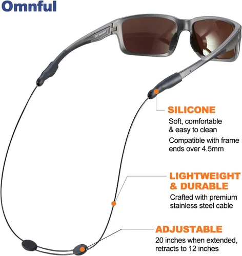 Vista 4 de Correa para lentes de sol, correa ajustable sin cola, lentes y correas de cable, soportes para lentes alrededor del cuello, cordón para hombres