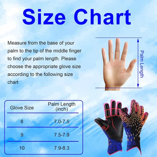 Vista 2 de Keenso Guantes de portero de fútbol, guantes de portero profesionales sin tirantes para jóvenes, guantes de fútbol con agarre con talla 8/9/10