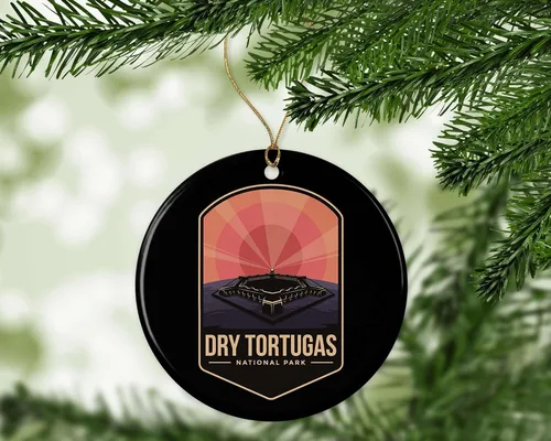 Vista 2 de Adorno de parque nacional Dry Tortugas – Regalo del parque nacional Dry Tortugas – Adorno de Navidad de tortugas secas – Decoración del parque