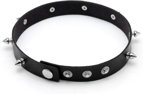 Vista 3 de Manfnee Pulsera gótica punk con remaches de clavos de metal, ajustable C: 3 piezas