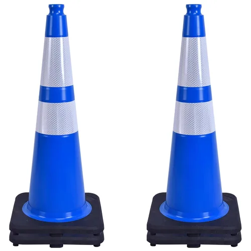 Vista 47 de OrangeStar 6 Pack 36" Conos de seguridad de tráfico, conos de estacionamiento verdes con collar reflectante, conos de construcción con base