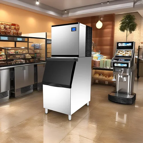 Vista 6 de Máquina comercial para hacer hielo de 350 libras/24 horas, contenedor de almacenamiento de 308 libras, 156 cubos de hielo transparentes en 8-15