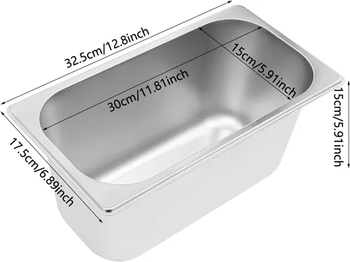 Vista 6 de DYNAMI Calentador de alimentos para bufé comercial de 110 V, mesa de vapor eléctrica grande de acero inoxidable de 3 bandejas con diseño