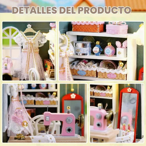 Vista 3 de Flever Kit de casa de muñecas en miniatura para bricolaje, habitación creativa con muebles para un regalo romántico de San Valentín