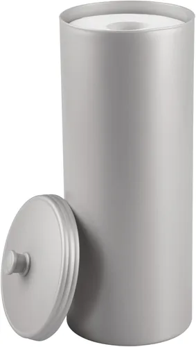 Vista 8 de iDesign Soporte Independiente para Papel Higiénico de Baño con Tapa para 3 Rollos Extra, Plata Con tapa, para 3 rollos adicionales