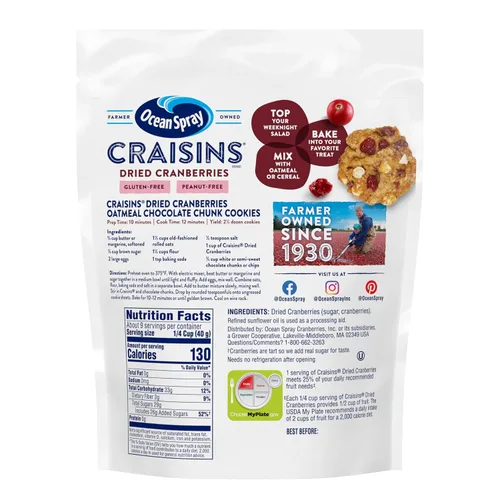 Vista 3 de Ocean Spray, Craisins - Arándanos secos, original, bolsa resellable de 12 onzas