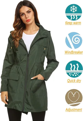 Vista 3 de Chubasqueros para mujer, impermeables, ligeros, plegables, para exteriores, con capucha