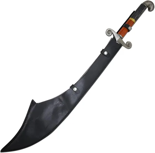 Vista 6 de Medieval Warrior Sinbad - Espada de hoja ancha de cimitarra pirata de tamaño completo viene con estuche de transporte de cuero