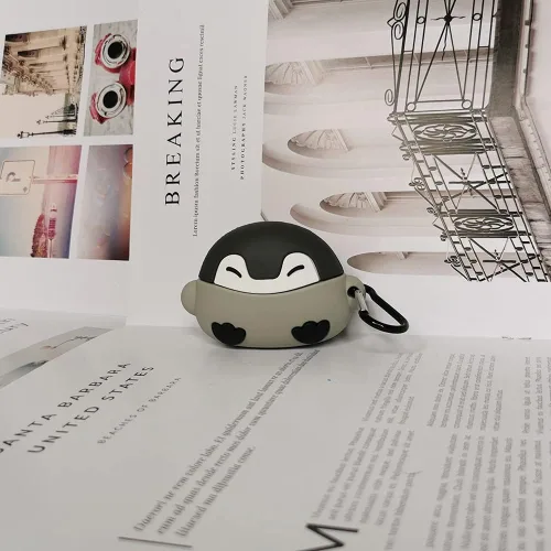 Vista 2 de Funda compatible con Airpod Pro 2019 Gen Penguin, silicona Kawaii divertida linda caricatura 3D diseño animal elegante para hombres y mujeres, funda