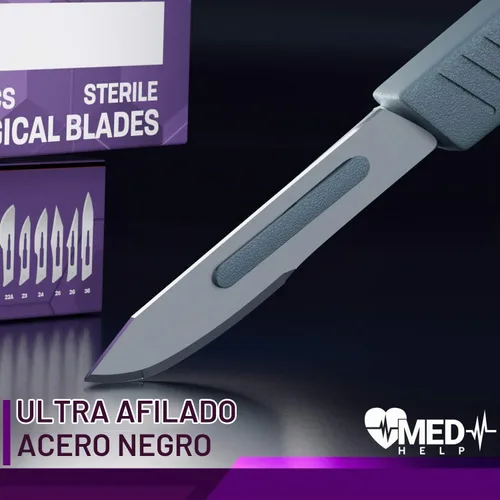 Vista 6 de MedHelp Escalpelos Desechables 10 - Herramienta de Dermaplaning Escalpelos 10 con Mango de Plástico, Hojas de Dermablade de Acero de Alto Carbono