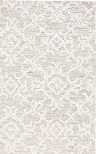 Vista 5 de SAFAVIEH Blossom Collection BLM104A - Alfombra decorativa de lana de alta calidad, hecha a mano, 2 x 3 pies, color gris/marfil