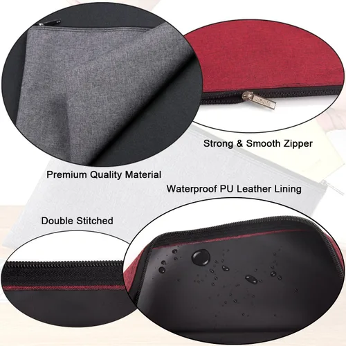 Vista 3 de Paquete de 5 bolsas de herramientas de lona con cremallera, 13.3 x 9.4 pulgadas, 14 onzas, resistente, impermeable, multiusos, para organizar