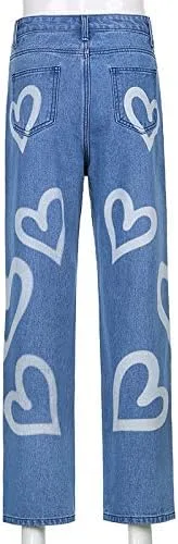 Vista 6 de KMBANGI Y2K Streetwear - Pantalones de mezclilla de cintura alta, para mujer, con pierna ancha, rectos, casuales, holgados, Y2K, diseño urbano