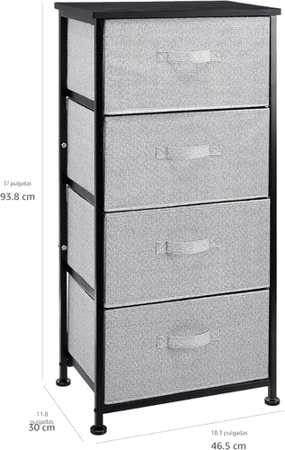 Vista 3 de Amazon Basics Organizador de almacenamiento de tela con 4 cajones para armario, color negro
