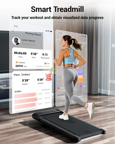 Vista 6 de Superun Under Desk Walking Pad with 6% Incline, 3 in 1 Portable Treadmill Negro vivo