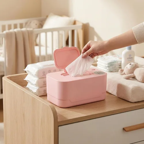 Vista 3 de Calentador de toallitas para bebés, dispensador portátil con temperatura ajustable y luz nocturna, calentamiento suave para toallitas para bebés