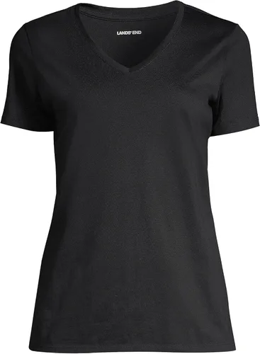 Vista 5 de Lands' End Camiseta relajada de algodón Supima con cuello en V para mujer